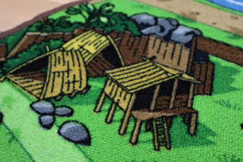 Vopi, Detský kusový koberec Dino kruh, 67x67 (priemer) kruh, viacfarebná, detská izba