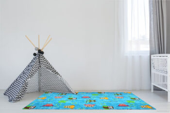 Vopi, Detský kusový koberec Sovička Silk 5298 tyrkys, 140x200, modrá, detská izba