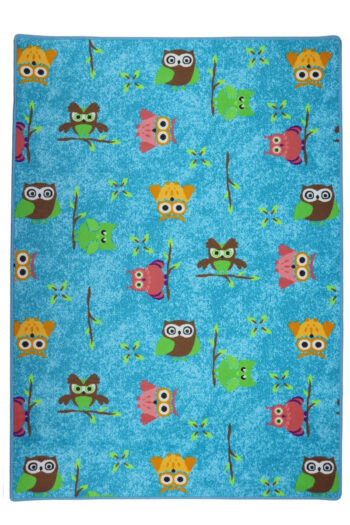 Vopi, Detský kusový koberec Sovička Silk 5298 tyrkys, 160x240, modrá, detská izba