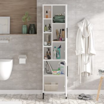 VILLY 2 - Elegancia a funkčnosť pre vašu kúpeľňuPredstavujeme VILLY 2 - vysokú policovú skriňu, navrhnutú špeciálne pre modernú kúpeľňu. Vytvorená z kombinácie kvalitného LTD a pevného kovu, táto skriňa v čistom bielej farbe pridá vášmu priestoru vzdušnosť a sviežosť.Typ tovaru: Policová skriňaRozmery: 173.6 x 45.4 x 35.5 cmMateriál: LTD a kovFarba: BielaVybavenie: 4-5 policVzhľad: VysokáPočet dverí: 2 dverovéHrúbka materiálu: 18 mmSkriňa VILLY 2 ponúka nielen esteticky príjemný vzhľad, ale aj praktické riešenie pre uskladnenie všetkých vašich potrieb v kúpeľni. Dvojdverový dizajn umožňuje jednoduchý prístup k obsahu, zatiaľ čo optimalizované poličky zabezpečujú, že všetko bude mať svoje miesto. Oceňte kvalitu a štýl s VILLY 2!Produkt dodávame v demonte.