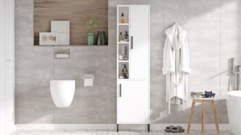 VILLY 2 - Elegancia a funkčnosť pre vašu kúpeľňuPredstavujeme VILLY 2 - vysokú policovú skriňu, navrhnutú špeciálne pre modernú kúpeľňu. Vytvorená z kombinácie kvalitného LTD a pevného kovu, táto skriňa v čistom bielej farbe pridá vášmu priestoru vzdušnosť a sviežosť.Typ tovaru: Policová skriňaRozmery: 173.6 x 45.4 x 35.5 cmMateriál: LTD a kovFarba: BielaVybavenie: 4-5 policVzhľad: VysokáPočet dverí: 2 dverovéHrúbka materiálu: 18 mmSkriňa VILLY 2 ponúka nielen esteticky príjemný vzhľad, ale aj praktické riešenie pre uskladnenie všetkých vašich potrieb v kúpeľni. Dvojdverový dizajn umožňuje jednoduchý prístup k obsahu, zatiaľ čo optimalizované poličky zabezpečujú, že všetko bude mať svoje miesto. Oceňte kvalitu a štýl s VILLY 2!Produkt dodávame v demonte.