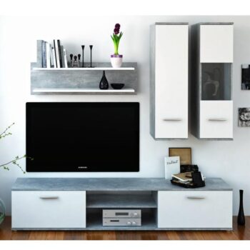 Obývaciu stenu WAW možno zakúpiť ako zostavu, ktorá pozostáva z: TV stolík (188x28x37 cm), 2x visiaca skrinka (28x30x100 cm) a polica (98x30 cm). Zostava má jednoduché a čisté línie, ktoré sa prispôsobia akémukoľvek interiéru obývacej izby. TV stolík je predĺžený, tvoria ho 2 uzavreté skrinky…