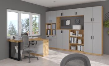 Polica WORK je spoločne s ďalšími prvkami kancelárskeho sektoru WORK základom vybavenia Vašej pracovne. Diskrétne a pritom moderné farby dodajú kancelárii nádych elegancie a profesionality. Nábytok je veľmi variabilný, môžete si ho vyskladať a skombinovať podľa svojich vlastných predstáv a potrieb.Polica je vyrobená z kvalitnej LTD dosky, ktorá je nenáročná na údržbu. Rozmery (š/v/h): 80 x 73 x 42 cm.Dodávame v demonte. 