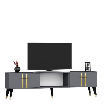TV stolík YOKOHAMA - luxusný dizajn pre vašu obývaciu izbuTV stolík YOKOHAMA je dokonalou voľbou pre tých, ktorí hľadajú elegantný a funkčný kus nábytku do svojej obývačky. Tento stolík so svojim luxusným vzhľadom pridá vášmu interiéru sofistikovaný nádych a zároveň poskytne dostatok úložného priestoru.Vyrobený z kvalitného LTD materiálu s hrúbkou 18 mm, stolík YOKOHAMA je pevný a odolný. ponúka dostatok priestoru pre vaše multimediálne zariadenia a ďalšie potreby. otváranie a pridávajú stolíku moderný vzhľad.Hlavné vlastnosti produktu:Typ tovaru: TV stolíkVhodné do miestnosti: obývacia izbaMateriál: LTDRozmery: 49 x 140 x 30 cmFarba: antracit + zlatáVybavenie: skrinka a regálŠtýl: luxusnéPočet dvierok: 2Úchytky: plastDodatočné informácie: Dodávame v demonte, plastové nožičkyTV stolík YOKOHAMA je dodávaný v demontovanom stave, čo uľahčuje prepravu a montáž. Plastové nožičky zaisťujú stabilitu a chránia podlahu pred poškodením.