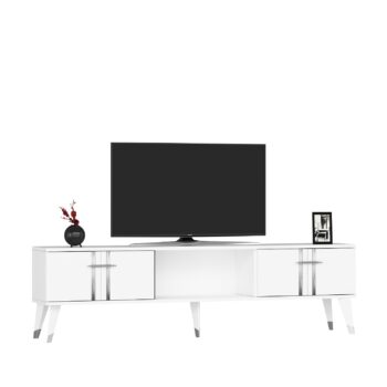 TV stolík YOKOHAMA - luxusný dizajn pre vašu obývaciu izbuTV stolík YOKOHAMA je dokonalou voľbou pre tých, ktorí hľadajú elegantný a funkčný kus nábytku do svojej obývačky. Tento stolík so svojim luxusným vzhľadom pridá vášmu interiéru sofistikovaný nádych a zároveň poskytne dostatok úložného priestoru.Vyrobený z kvalitného LTD materiálu s hrúbkou 18 mm, stolík YOKOHAMA je pevný a odolný. ponúka dostatok priestoru pre vaše multimediálne zariadenia a ďalšie potreby. otváranie a pridávajú stolíku moderný vzhľad.Hlavné vlastnosti produktu:Typ tovaru: TV stolíkVhodné do miestnosti: obývacia izbaMateriál: LTDRozmery: 49 x 140 x 30 cmFarba: biela + striebornáVybavenie: skrinka a regálŠtýl: luxusnéPočet dvierok: 2Úchytky: plastDodatočné informácie: Dodávame v demonte, plastové nožičkyTV stolík YOKOHAMA je dodávaný v demontovanom stave, čo uľahčuje prepravu a montáž. Plastové nožičky zaisťujú stabilitu a chránia podlahu pred poškodením.