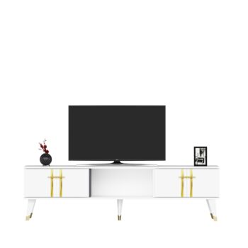 TV stolík YOKOHAMA - luxusný dizajn pre vašu obývaciu izbuTV stolík YOKOHAMA je dokonalou voľbou pre tých, ktorí hľadajú elegantný a funkčný kus nábytku do svojej obývačky. Tento stolík so svojim luxusným vzhľadom pridá vášmu interiéru sofistikovaný nádych a zároveň poskytne dostatok úložného priestoru.Vyrobený z kvalitného LTD materiálu s hrúbkou 18 mm, stolík YOKOHAMA je pevný a odolný. ponúka dostatok priestoru pre vaše multimediálne zariadenia a ďalšie potreby. otváranie a pridávajú stolíku moderný vzhľad.Hlavné vlastnosti produktu:Typ tovaru: TV stolíkVhodné do miestnosti: obývacia izbaMateriál: LTDRozmery: 49 x 140 x 30 cmFarba: biela + zlatáVybavenie: skrinka a regálŠtýl: luxusnéPočet dvierok: 2Úchytky: plastDodatočné informácie: Dodávame v demonte, plastové nožičkyTV stolík YOKOHAMA je dodávaný v demontovanom stave, čo uľahčuje prepravu a montáž. Plastové nožičky zaisťujú stabilitu a chránia podlahu pred poškodením.