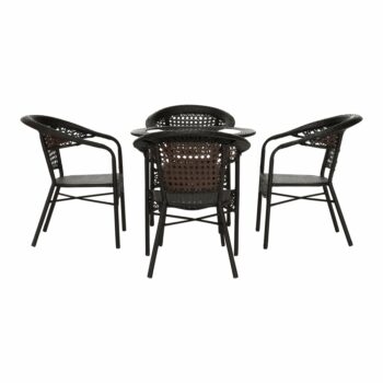 Hľadáte pekný a klasický nábytok do záhrady či na terasu? V takom prípade dávame do Vašej pozornosti záhradný set z umelého ratanu GETON 1+4. Päťdielny set pozostáva zo stola a štyroch kresiel. Rozmery stola sú (ŠxV): 80x72 cm a rozmery kresla sú (ŠxHxV): 60x64x80 cm. Hĺbka sedu má 43 cm, výška…