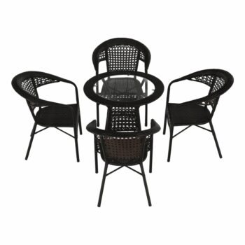 Hľadáte pekný a klasický nábytok do záhrady či na terasu? V takom prípade dávame do Vašej pozornosti záhradný set z umelého ratanu GETON 1+4. Päťdielny set pozostáva zo stola a štyroch kresiel. Rozmery stola sú (ŠxV): 80x72 cm a rozmery kresla sú (ŠxHxV): 60x64x80 cm. Hĺbka sedu má 43 cm, výška…