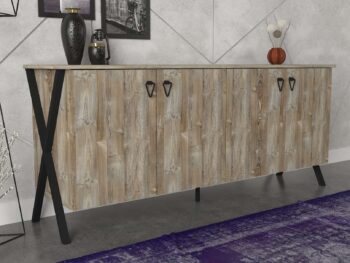 Komoda ZENTHPredstavujeme vám komodu ZENTH, ideálnu voľbu pre vašu obývaciu izbu alebo spálňu. Táto široká a elegantná komoda je navrhnutá tak, aby vám poskytla dostatok úložného priestoru a zároveň dodala vášmu interiéru moderný a štýlový vzhľad.Typ tovaru: KomodaVhodné do miestnosti: Obývacia izba a spálňaMateriál: LTD a kovRozmer: 180 x 76.8 x 44.8 cmFarba: Svetlo hnedáVybavenie: DvierkaVzhľad: ŠirokáPočet dvierok: 4Hrúbka materiálu: 18 mmDodatočné informácie: Dodávame v demonteKomoda ZENTH je vyrobená z kvalitného LTD materiálu a kovu s hrúbkou 18 mm, čo zaisťuje jej pevnosť a dlhú životnosť. Elegantná svetlo hnedá farba dodáva komode moderný a sofistikovaný vzhľad, ktorý sa hodí do akéhokoľvek interiéru. Komoda je vybavená štyrmi dvierkami, ktoré poskytujú dostatok úložného priestoru pre vaše potreby.Dodávame v demonte, čo znamená, že komodu ľahko zložíte podľa priloženého návodu. Komoda ZENTH je perfektnou voľbou pre každého, kto hľadá štýlový a funkčný nábytok do svojej obývačky alebo spálne.