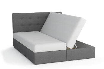 Štýlová a elegantná posteľ ZORRA je v modernom prevedení. Patrí medzi boxspringové postele. Výrazným dizajnovým prvkom je jej čelo, ktoré tiež ochráni vašu stenu pred oderom.Posteľ je čalúnená. Použité sú kvalitné látky COSMIC 160 a COSMIC 10. Disponuje praktickým úložným priestorom. Súčasťou postele je bonellový matrac. Pre väčší komfort si môžete dokúpiť praktický vrchný krycí matrac TOPPER (viď. doporučené produkty).Rozmery (š,v,h): 185 x 105 x 208 cm.  Výška čela postele: 105 cm. Výška spacej plochy: 47 cm. Spacia plocha: 180 x 200 cm.V našej ponuke nájdete aj ďalšie prevedenia a rozmery postelí ZORRA.Dodávame v demontovanom stave.