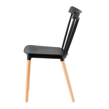 Jedálenská stolička Zosima v elegantnom prevedení čierna/buk je ideálnym doplnkom pre moderné interiéry. Táto stolička, ktorá patrí do kategórie kuchynského a jedálenského nábytku, kombinuje funkčnosť s estetickým vzhľadom, čo ju robí vhodnou voľbou pre rôzne typy domácností.