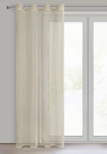 Záclona na kruhy s romantickým háčkovaným ažúrovým vzorom - béžová Šírka: 140 cm | Dĺžka: 250 cm