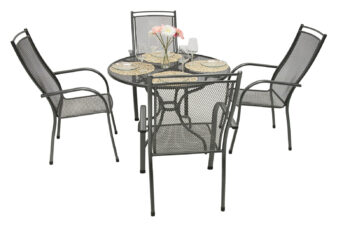 Záhradná kovová zostava PALMA III. 1+4 Stôl ⌀ 90 cm (CT0313)