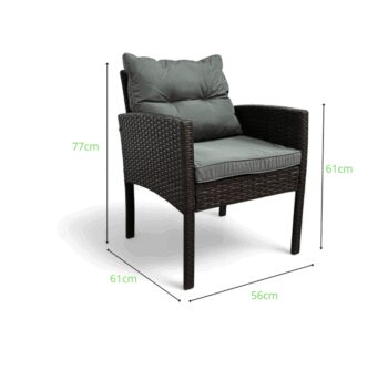 Záhradné kreslo z technoratanu SFS078-SC - tmavohnedé + sivé vankúše