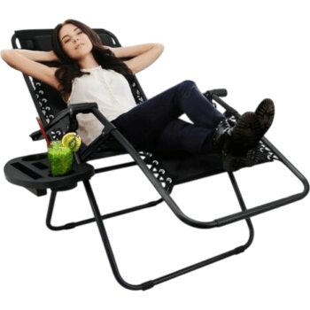 Záhradné plážové relaxačné kreslo Regina, čierna
