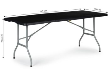 Záhradný cateringový stôl rozkladací 180 cm - čierny