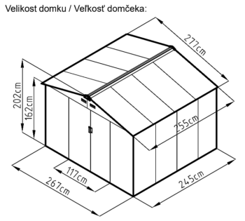 Záhradný domček plocha 277 x 255 cm (zelený)