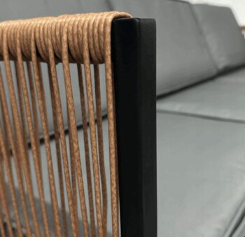 Záhradný rohový set XL-NM-31 - svetlo hnedý + sivé vankúše