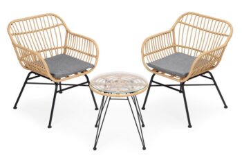 Záhradný set pre 2 osoby z technoratanu - 2 kresla + stolík
