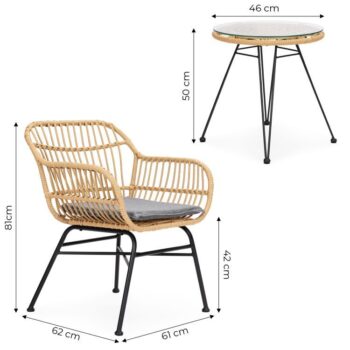 Záhradný set pre 2 osoby z technoratanu - 2 kresla + stolík