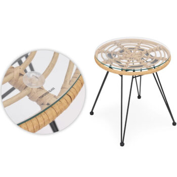 Záhradný set pre 2 osoby z technoratanu - 2 kresla + stolík