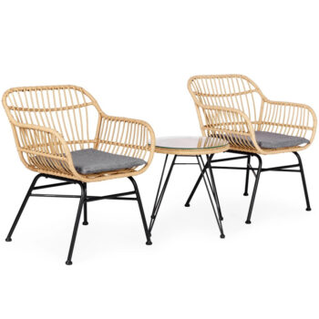 Záhradný set pre 2 osoby z technoratanu - 2 kresla + stolík