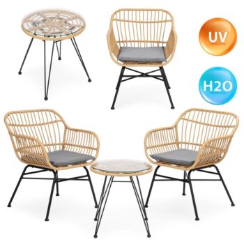 Záhradný set pre 2 osoby z technoratanu - 2 kresla + stolík