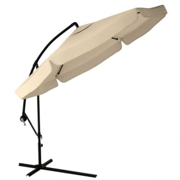 Záhradný slnečník 3,5 m so solárnym LED osvetlením – krémový, UV50+