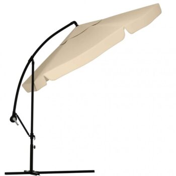 Záhradný slnečník 3,5 m so solárnym LED osvetlením – krémový, UV50+