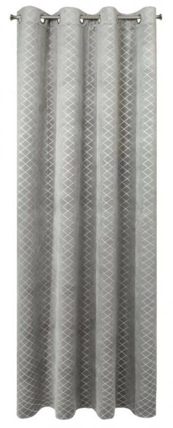 Zamatový jednofarebný záves s geometrickým motívom sivej farby 140 x 250 cm
