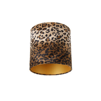 Zamatový tienidlo lampy leopardia potlač 25/25/25 zlatý interiér