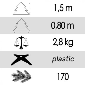 Zasnežený umelý vianočný stromček borovica so šiškami 150 cm