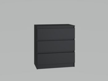 Komoda WALMA M3 v modernom dizajne je vhodná do každého interiéru, pretože v sebe spája jednoduchosť a eleganciu. Určite oceníte aj tri praktické zásuvky, kde si môžete uložiť dokumenty, oblečenie alebo iné potrebné veci. Komoda je vyrobená z kvalitnej LTD dosky, ktorá je nenáročná na údržbu a odolná voči poškriabaniu. Hrany sú chránené ABS páskou. Komoda má bezúchytový systém otvárania, takže Vám v priestore nebudú zavadziať žiadne úchyty a zároveň to posilní jej moderný dizajn.Rozmery (ŠxVxH) : 70 x 75 x 40 cmFarebné prevedenie : čiernaDodávame v demonte.