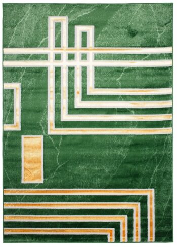 Zaujímavý moderný zelený koberec so zlatým vzorom Šírka: 80 cm | Dĺžka: 150 cm