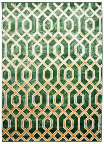 Zaujímavý zelený koberec so zlatým vzorom Šírka: 140 cm | Dĺžka: 200 cm