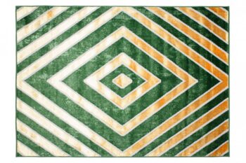 Zaujímavý zelený koberec so zlatým vzorom kosoštvorcov Šírka: 120 cm | Dĺžka: 170 cm