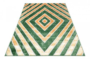 Zaujímavý zelený koberec so zlatým vzorom kosoštvorcov Šírka: 120 cm | Dĺžka: 170 cm
