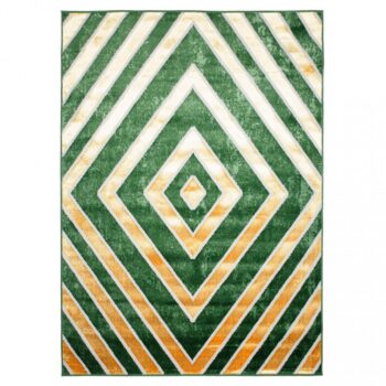 Zaujímavý zelený koberec so zlatým vzorom kosoštvorcov Šírka: 200 cm | Dĺžka: 300 cm