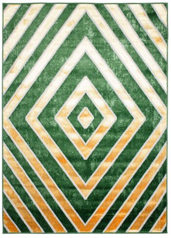 Zaujímavý zelený koberec so zlatým vzorom kosoštvorcov Šírka: 200 cm | Dĺžka: 300 cm