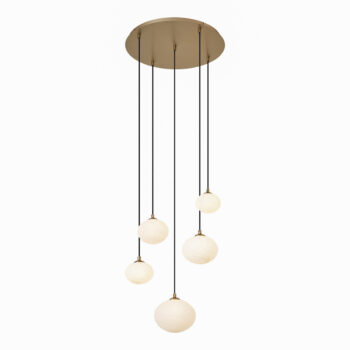 Závesná lampa Art Deco zlatá s opálovým sklom 5-svetiel - Yani