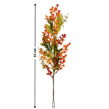 Závesná vetva s umelými jarabinami, 52 cm