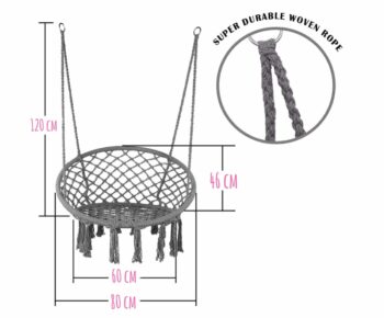 Závesné kreslo s vankúšom - bocianie hniezdo 80 cm béžová