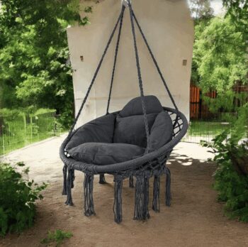 Závesné kreslo s vankúšom - bocianie hniezdo 80 cm béžová
