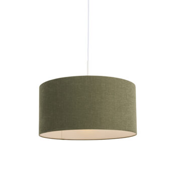 Závesné svietidlo biele so zeleným tienidlom 50 cm - Combi 1