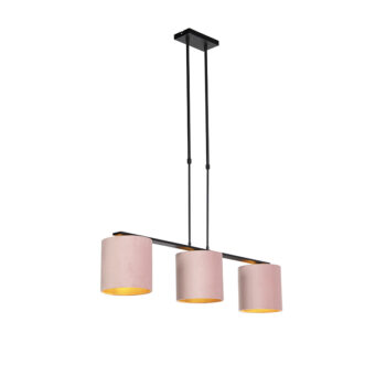 Závesné svietidlo s plyšovými tienidlami ružové so zlatom 20 cm - Combi 3 Deluxe