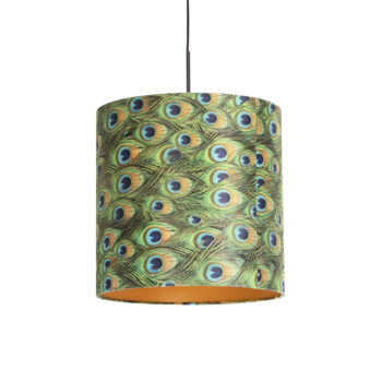 Závesné svietidlo s tienidlom z zamatu Peacock so zlatom 40 cm - Combi