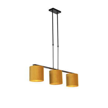 Závesné svietidlo s zamatovými tienidlami žltá so zlatom 20 cm - Combi 3 Deluxe