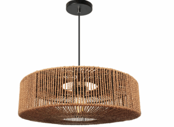 Závesné svietidlo z juty a kovu 60W čierna