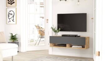 FREY 13: Elegantný stolík TV kombinujúci borovicu a šedú Hľadáte nábytok, ktorý by priniesol do vášho interiéru štýl a zároveň bol funkčný? FREY 13 je televízny stolík, ktorý spája moderný dizajn s praktickými prvkami. Tento stolík v kombinácii odtieňov borovice a šedej sa stane skvelým doplnkom pre vašu obývaciu izbu, kanceláriu či pracovňu.  Typ tovaru: stolík TV, dokonale doplní vaše moderné priestory.  Materiál: kvalitný a odolný LTD s hrúbkou 18 mm, zaručuje dlhú životnosť. Rozmery: 100 x 31,6 x 29,6 cm - ideálny rozmer pre rôzne veľkosti miestností. Farba: kombinácia prírodnej borovice a antracitu. Vybavenie: stolík ponúka plné dvierka (skrinka) a praktické odkladacie police. Štýl: moderné a dizajnové prevedenie, ktoré ocení každý milovník trendov.  Tvar: obdĺžnikový a rovný dizajn sa skvele hodí do každej miestnosti.  FREY 13 je viac než len televízny stolík. Je to spojenie funkčnosti a dizajnu, ktorý prinesie do vášho domova svieži a moderný vzhľad.