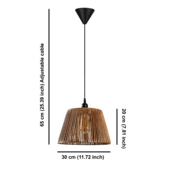 Závesný lustr Cone - Natural, čierna